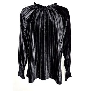 Cable & Gauge Women's Black Velour Long Sleeve Pullover Blouse Size Small NWT